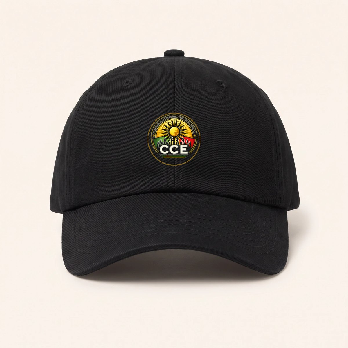 Black adjustable cap with the CCE badge on the front panel.